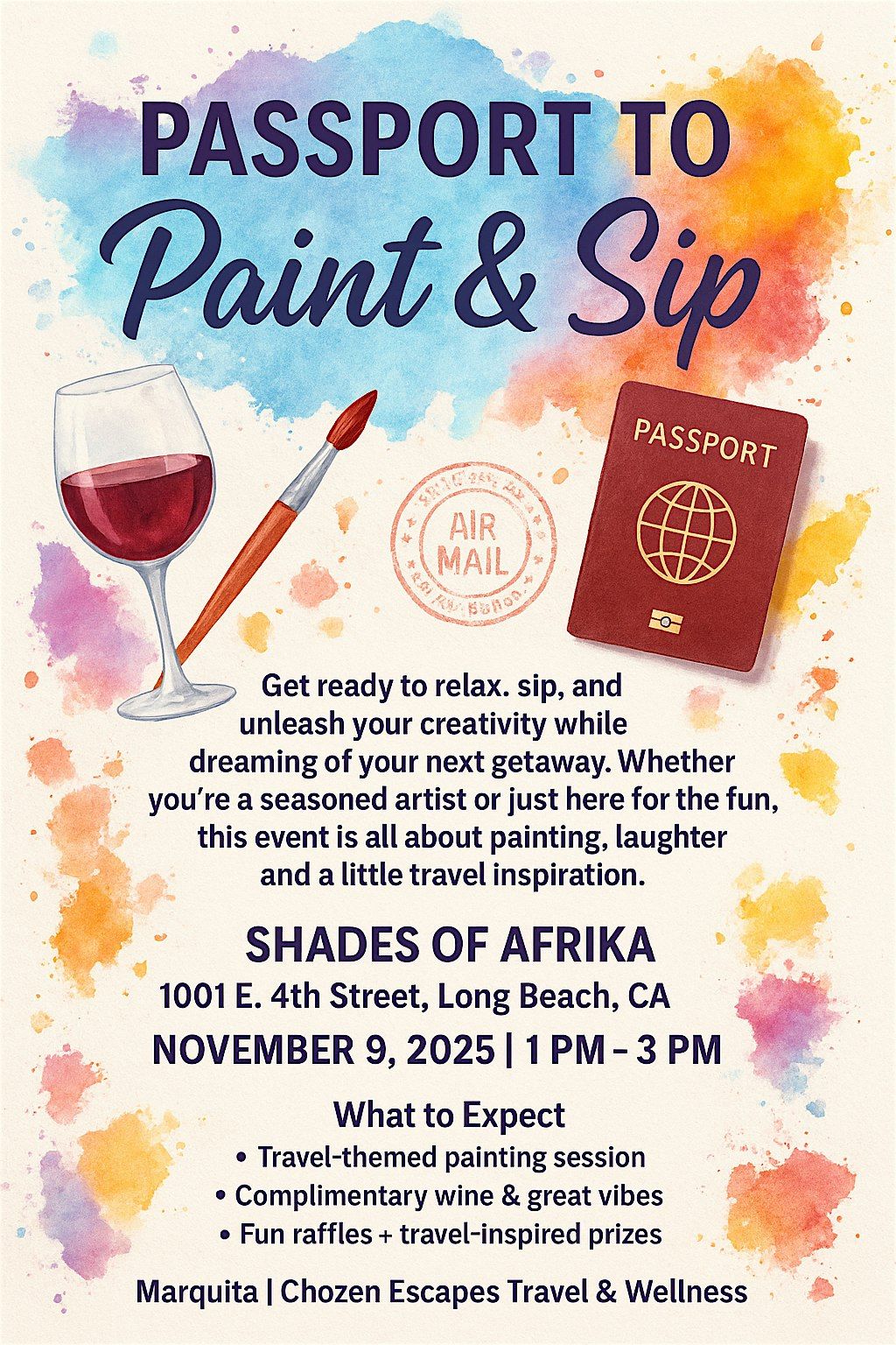 Passport to Paint & Sip, 9 November | Event in Long Beach | AllEvents
