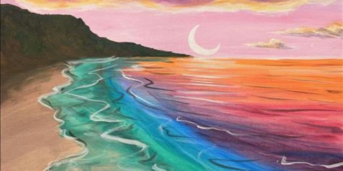 Waves Splashing Beneath a Crescent Moon - Paint and Sip by Classpop!™, 30 June | Event in Baytown | AllEvents