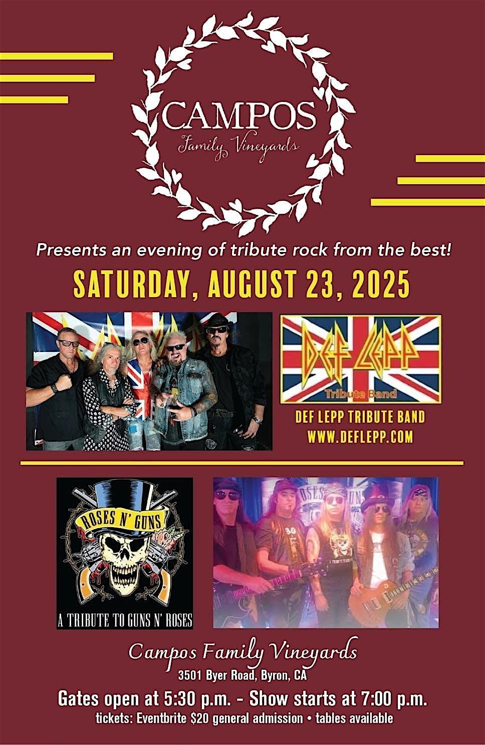 Def Lepp & Roses n' Guns - Rock Tribute 8/23, 23 August | Event in Byron | AllEvents