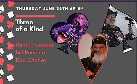 Patrick Cooper, Bill Romano, Doc Chaney:  LIVE Music Thurs June 26th 6p-8p, 26 June | Event in Baton Rouge