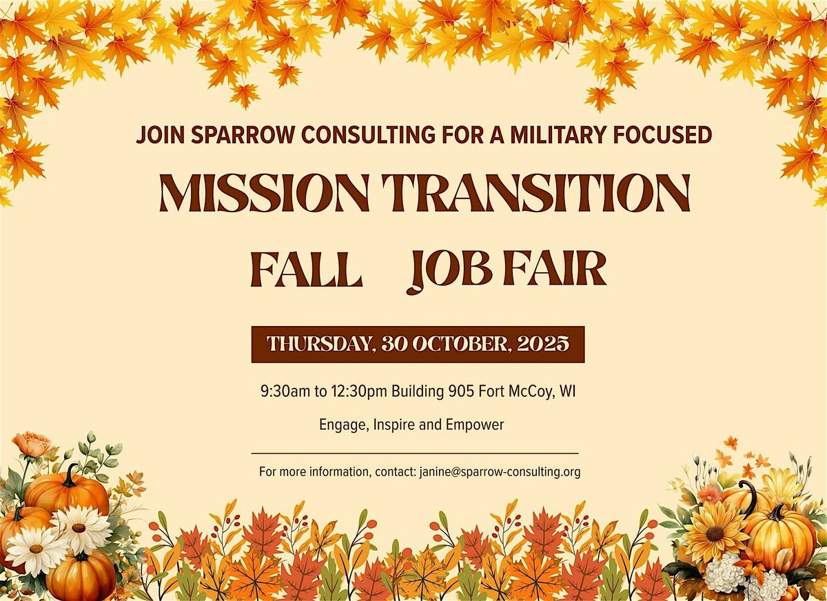 Mission Transition's Fall Job Fair, 30 October | Event in Fort McCoy | AllEvents