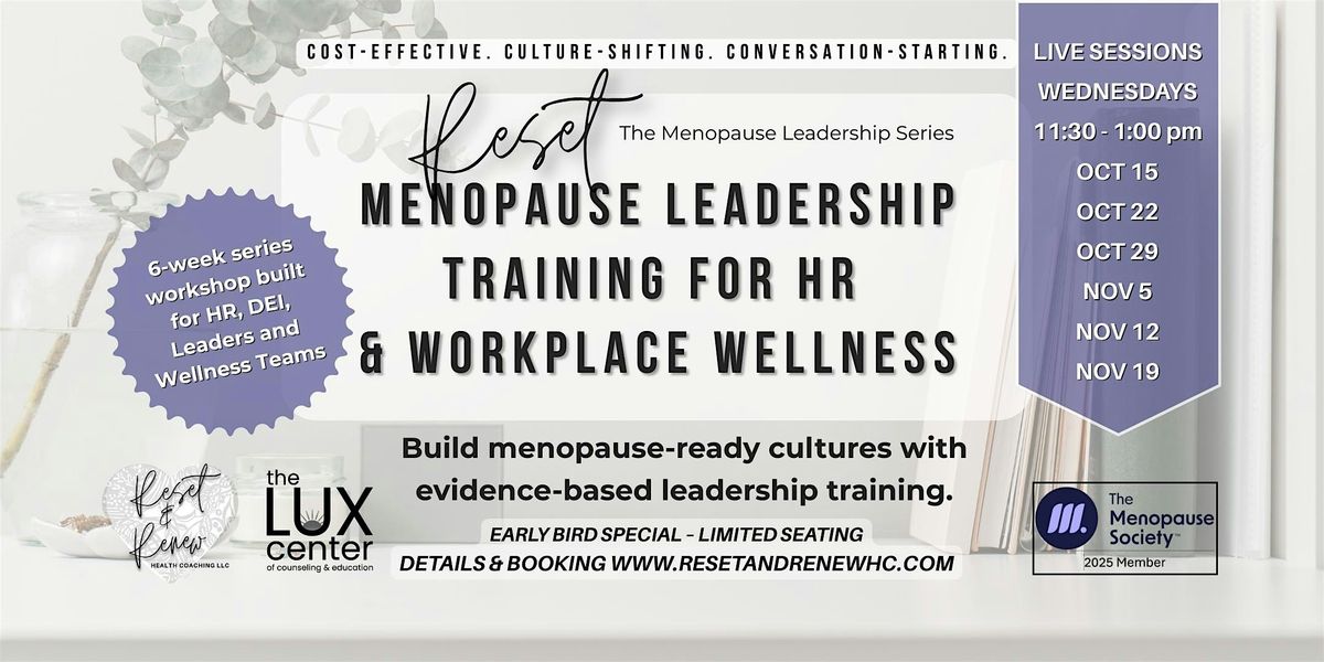 RESET:  The Menopause Leadership Training for HR & Workplace Wellness, 15 October | Event in Rockledge