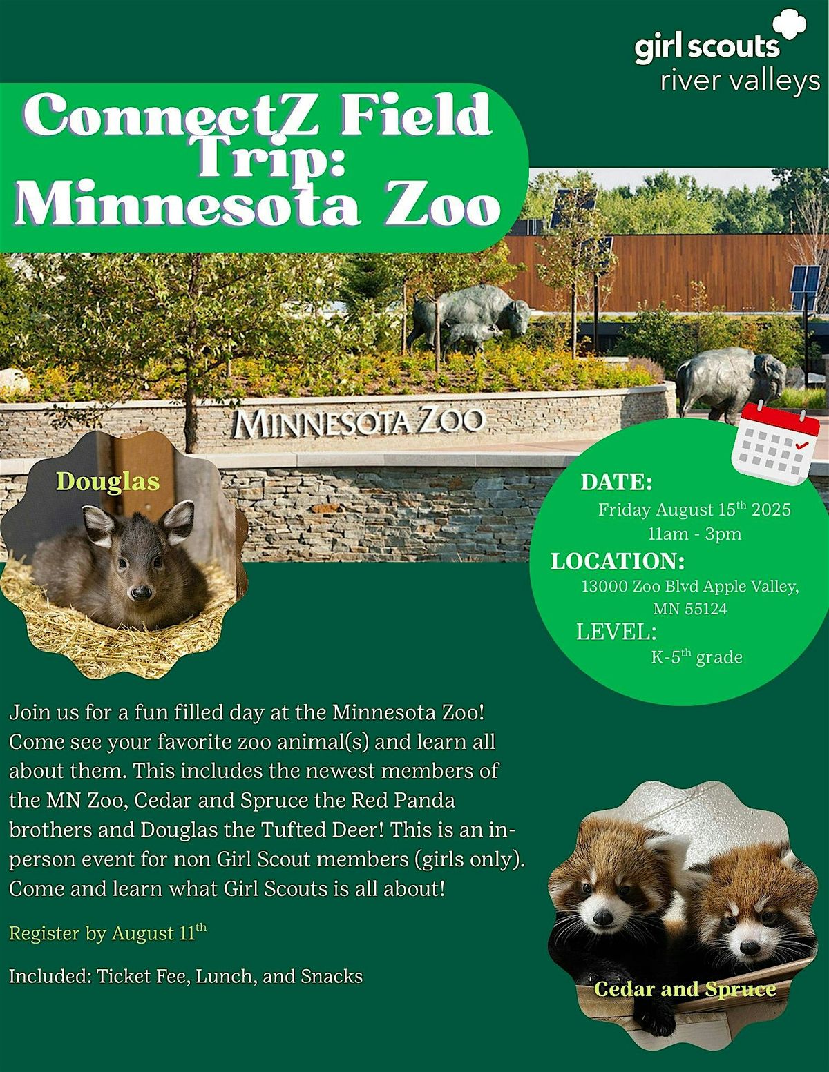 ConnectZ Field Trip: Minnesota Zoo, 15 August | Event in Apple Valley | AllEvents