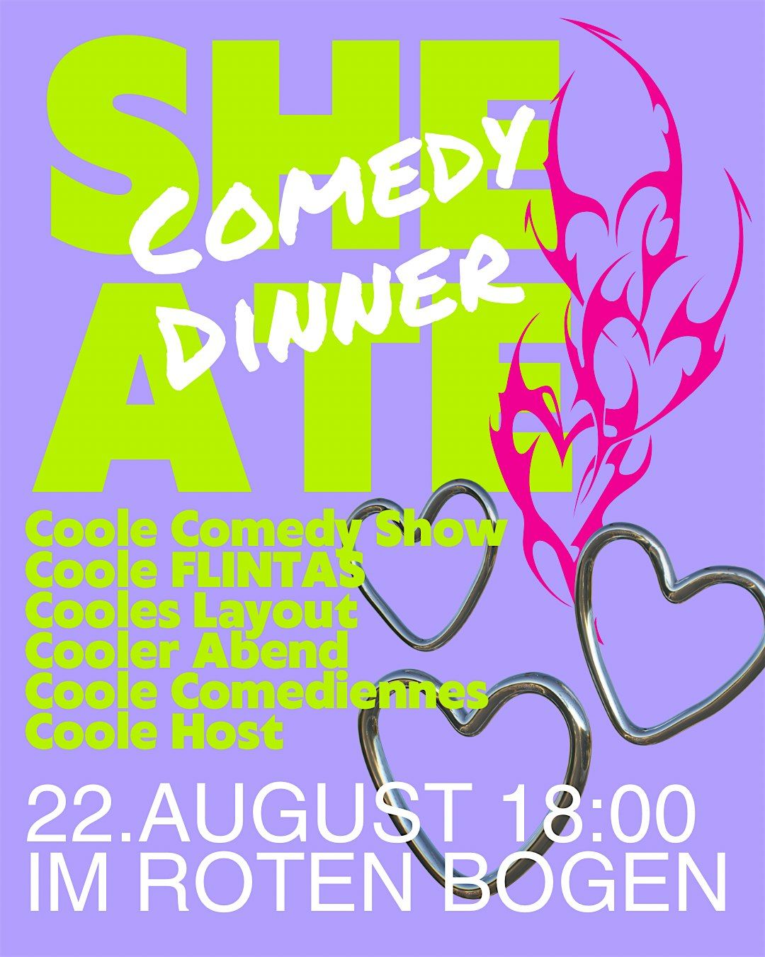 SHE ATE Comedy Dinner!, 22 August | Event in Wien | AllEvents