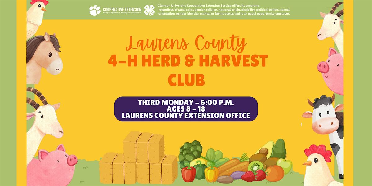 Laurens County 4-H Herd & Harvest Club | Event in Laurens | AllEvents
