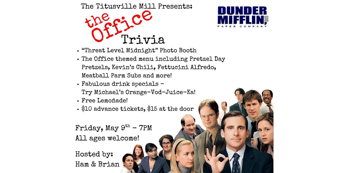 Dunder Mifflin After Hours: Trivia, Themed Menu & Photobooths at The Mill | Event in Titusville | AllEvents