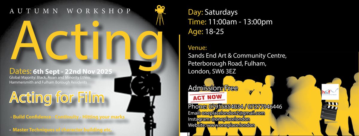 ACTING FOR FILM Workshop for Global Majority: B.A.M.E. Aged 18 - 25, 5 September | Event in London | AllEvents