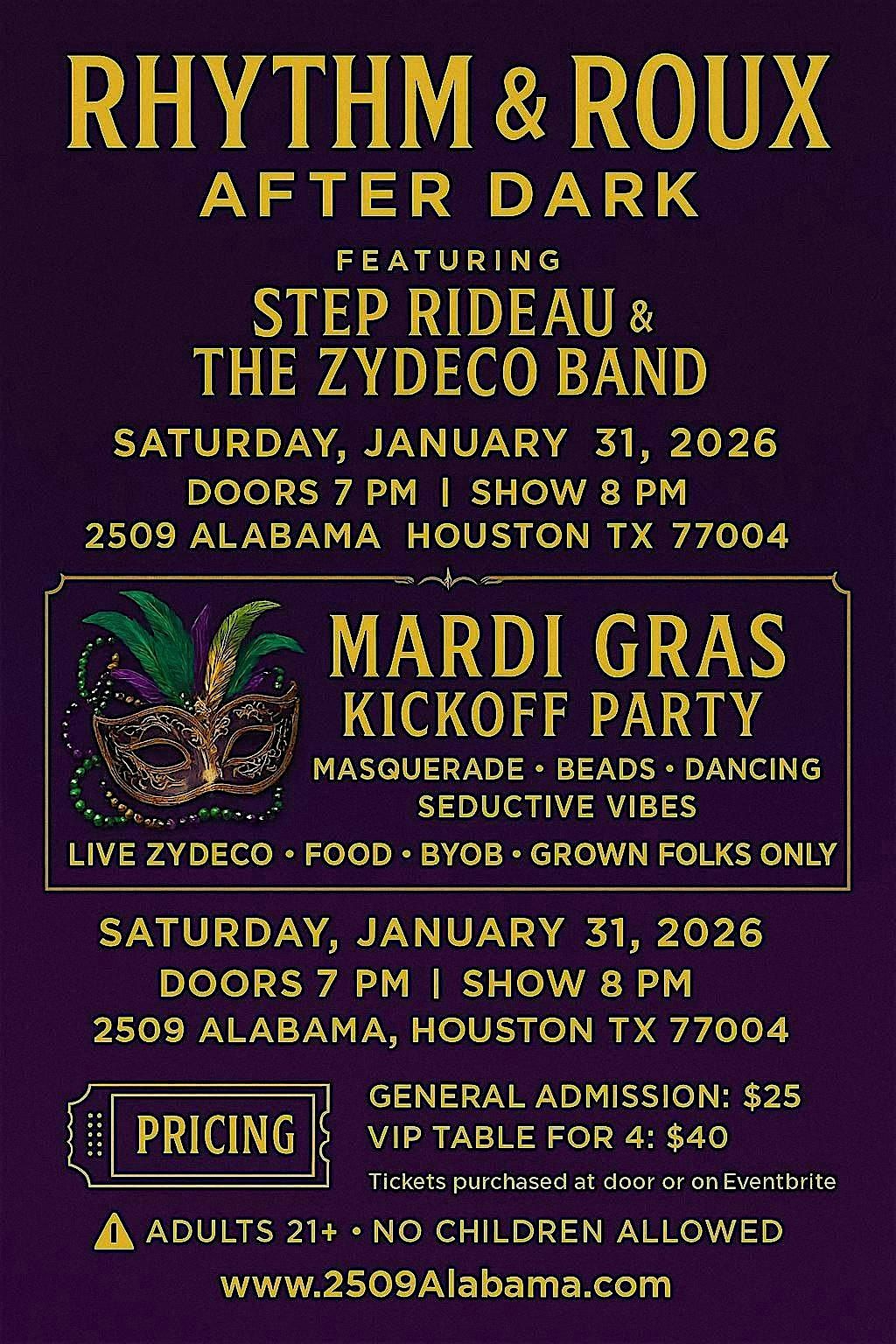 RHYTHM & ROUX: AFTER DARK WITH STEP RIDEAU, 31 January | Event in Houston | AllEvents