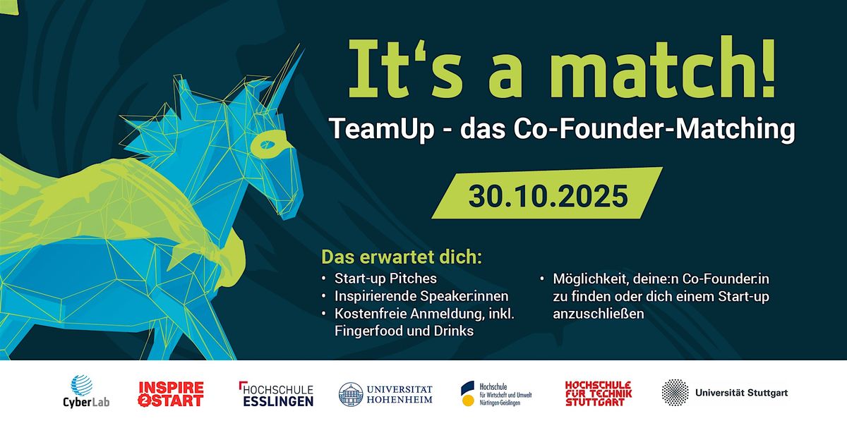 TeamUp! Das Co-Founder Matching für Start-ups & Gründungsinteressierte, 30 October | Event in Esslingen am Neckar