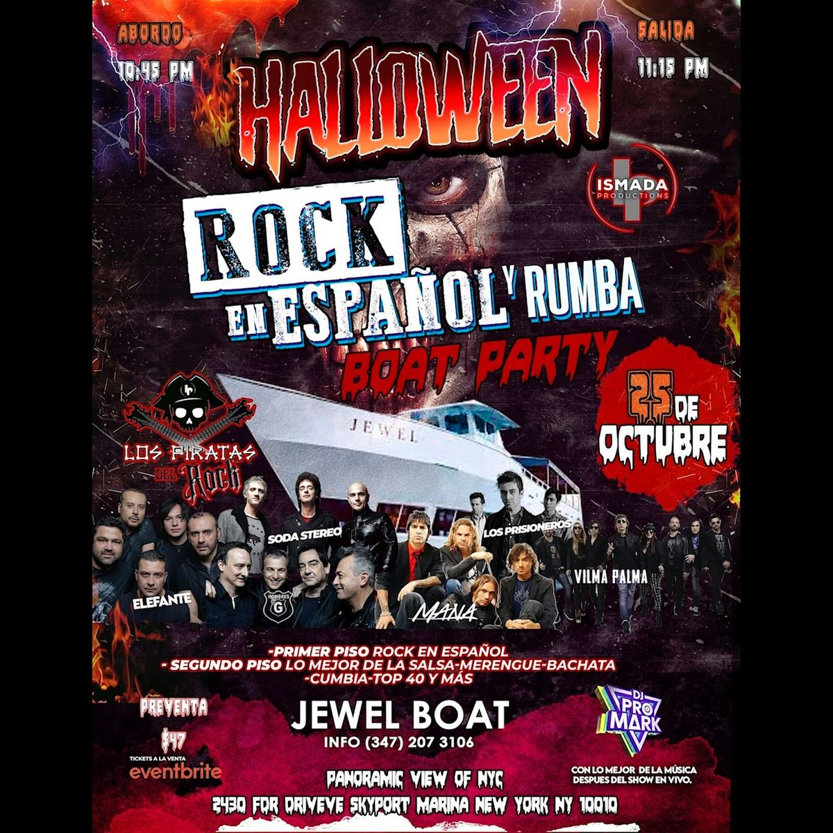 Halloween de Rock en Espanol y Rumba Boat Party, 25 October | Event in New York | AllEvents