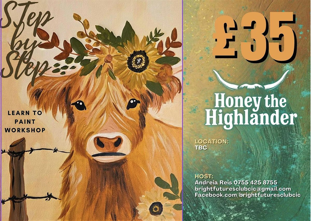 Step by Step Paint Party - Honey the Highlander - Paint Workshop, 11 October | Event in Bridgwater | AllEvents
