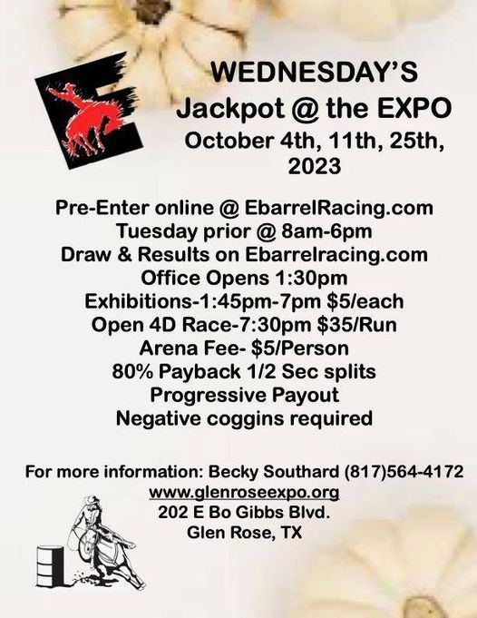 Wednesdays Jackpot @ the Expo, Somervell County Expo Center, Glen Rose,  October 25 2023 | AllEvents.in