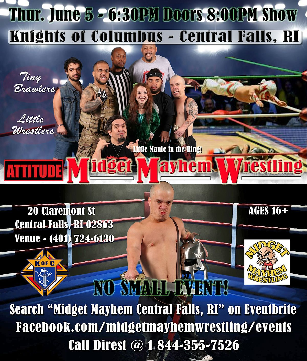 Midget Mayhem Wrestling with Attitude Goes Wild! Central Falls RI 16+, 5 June | Event in Central Falls | AllEvents