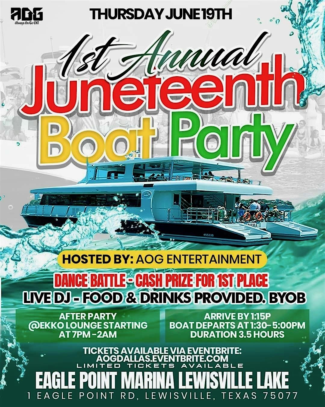 1st Annual Juneteenth Boat Party Hosted By AOG, 19 June | Event in Lewisville | AllEvents