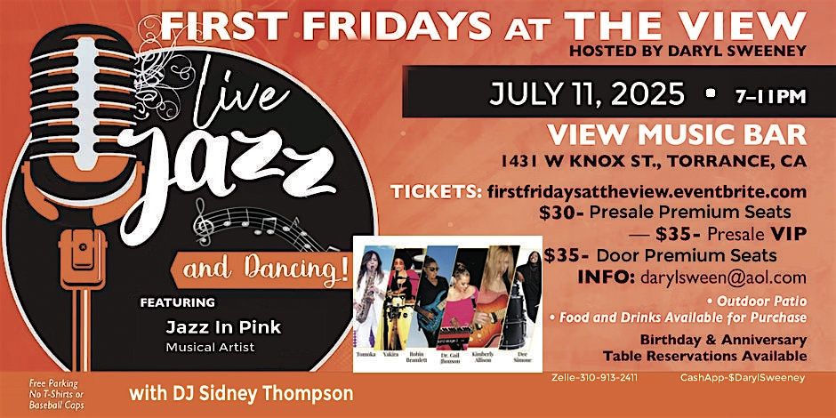 First Fridays at the View Featuring Jazz In Pink, 11 July | Event in Torrance | AllEvents