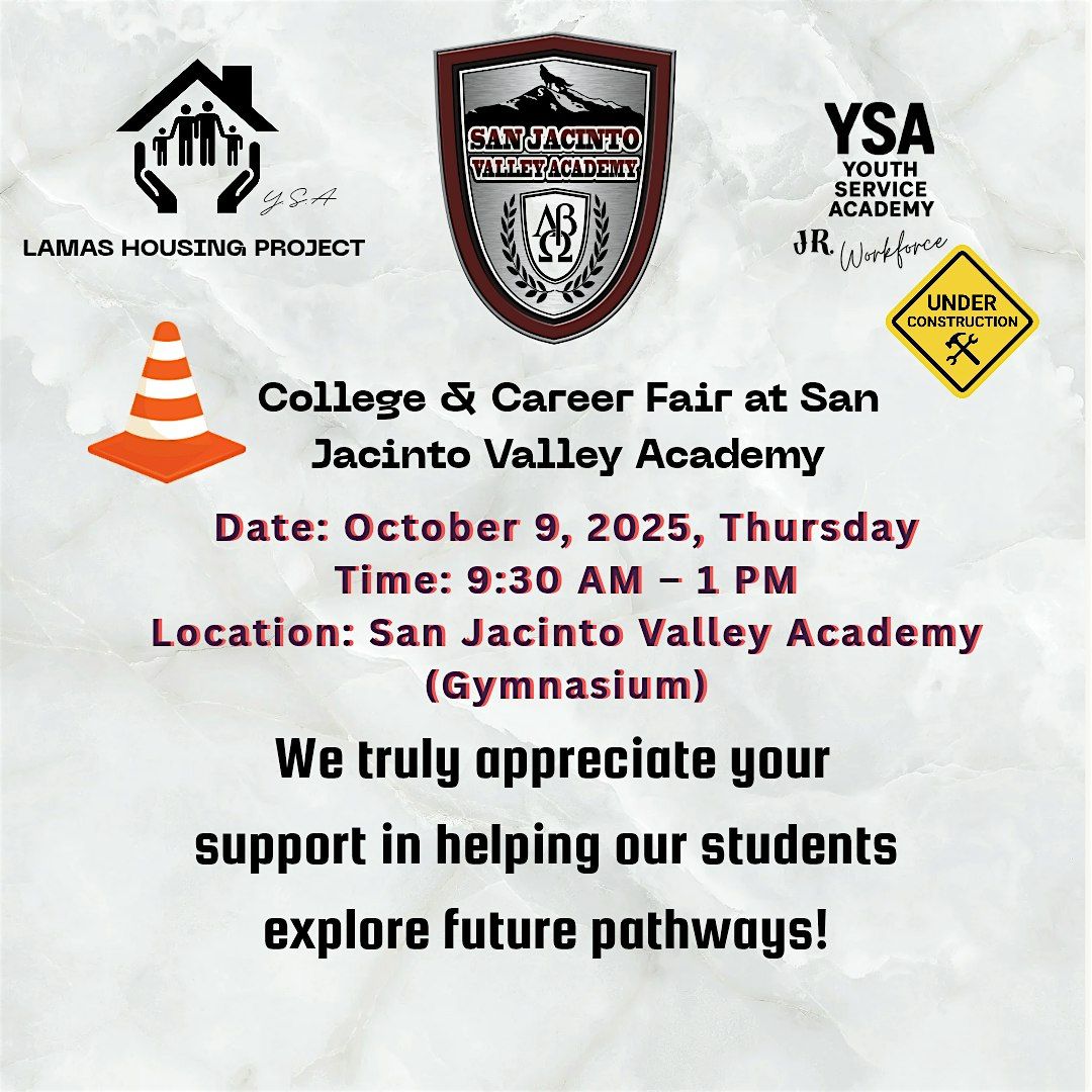 SJVA & LHP - YOUTH SERVICE ACADEMY JR WORKFORCE, 9 October | Event in San Jacinto | AllEvents