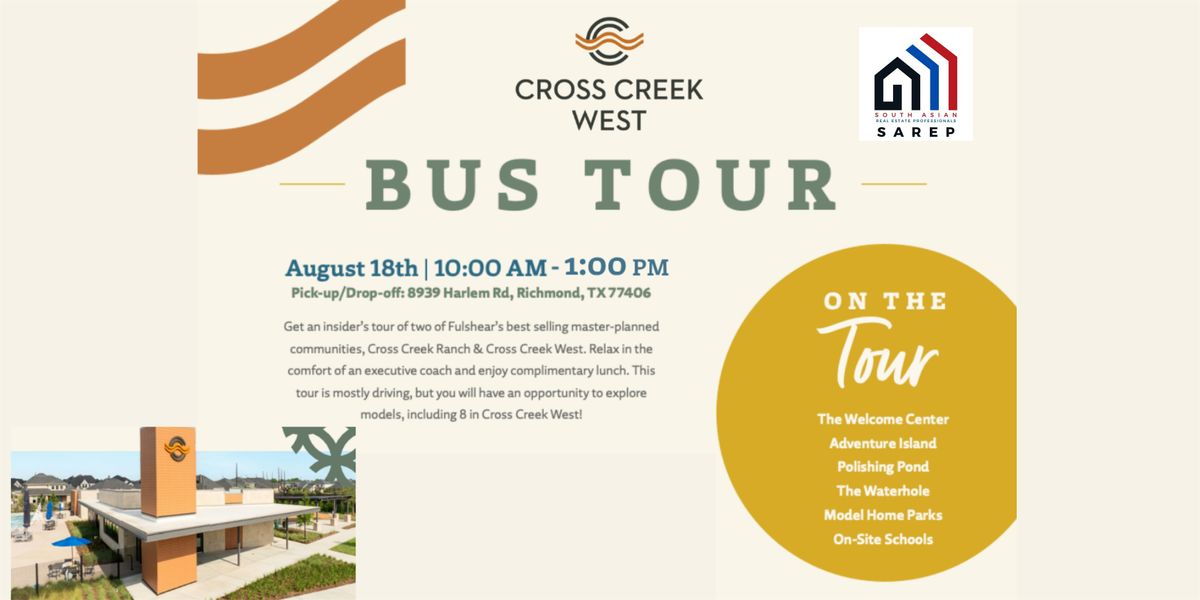 SAREP Cross Creek West Bus Tour - Mon, Aug. 18, 18 August | Event in Richmond | AllEvents