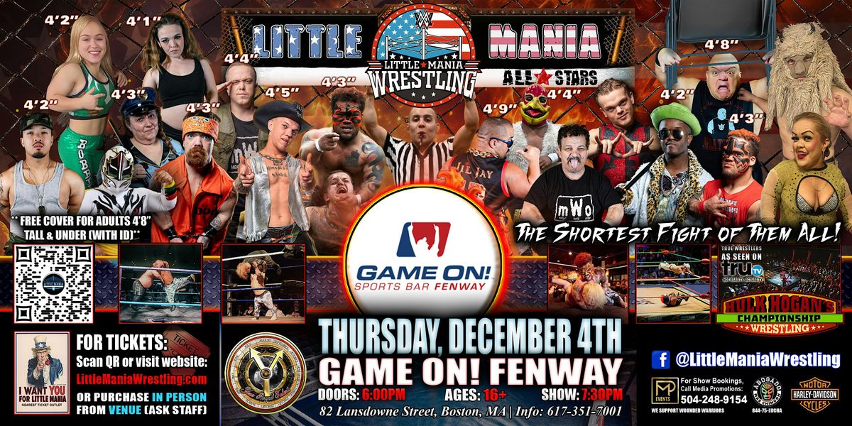 Boston, MA - Little Mania Mini Wrestling @ Game On! Fenway, 4 December | Event in Chelmsford | AllEvents