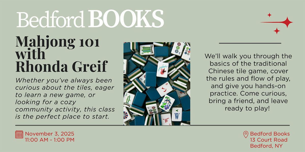 Mahjong 101 Workshop, 3 November | Event in Bedford | AllEvents