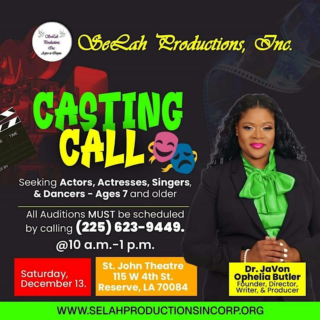 SELAH PRODUCTIONS, INC.'S CASTING CALL, 13 December | Event in Reserve | AllEvents