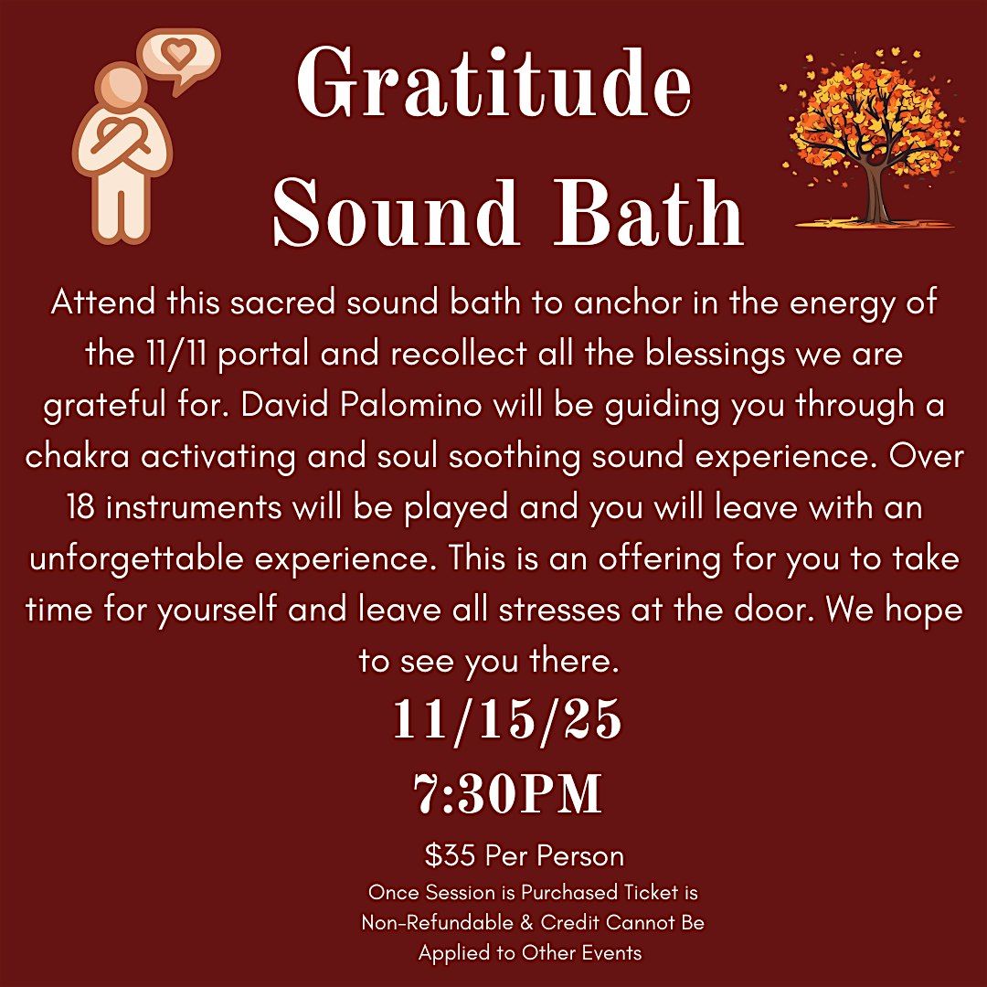 Gratitude  Sound Bath, 15 November | Event in Upland | AllEvents