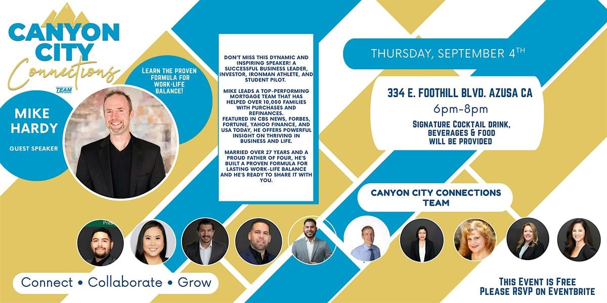 Canyon City with Mike Hardy Learn the proven formula for Work-Life Balance, 4 September | Event in Azusa | AllEvents