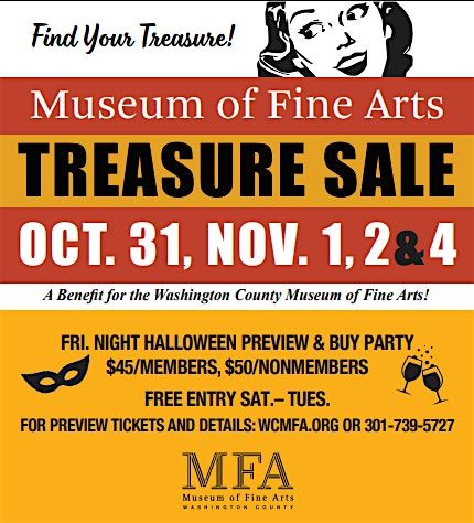 Treasure Sale Preview Party, 31 October | Event in Hagerstown | AllEvents