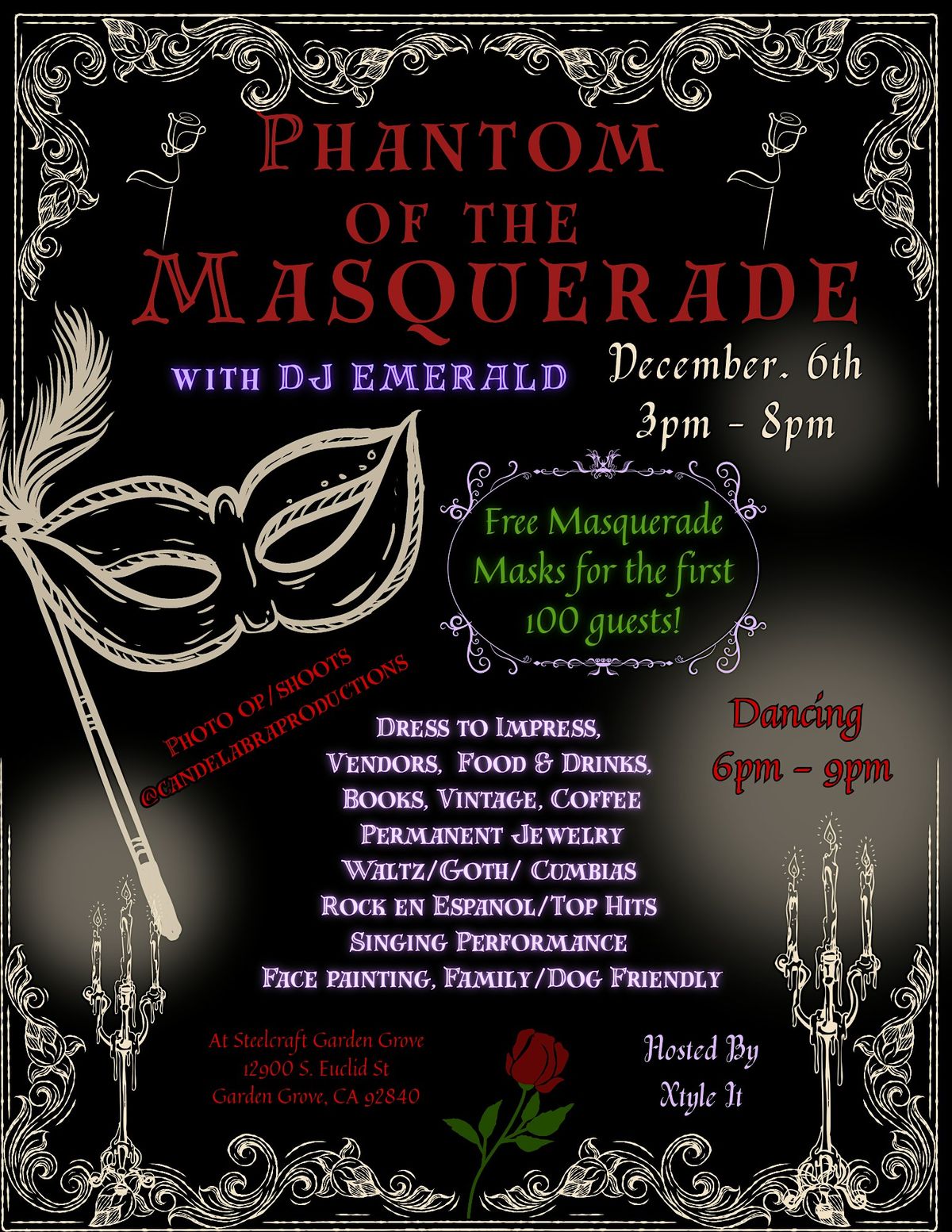 2025 Masquerade at Steelcraft Garden Grove, FREE ENTRY FREE MASKS, 6 December | Event in Garden Grove | AllEvents