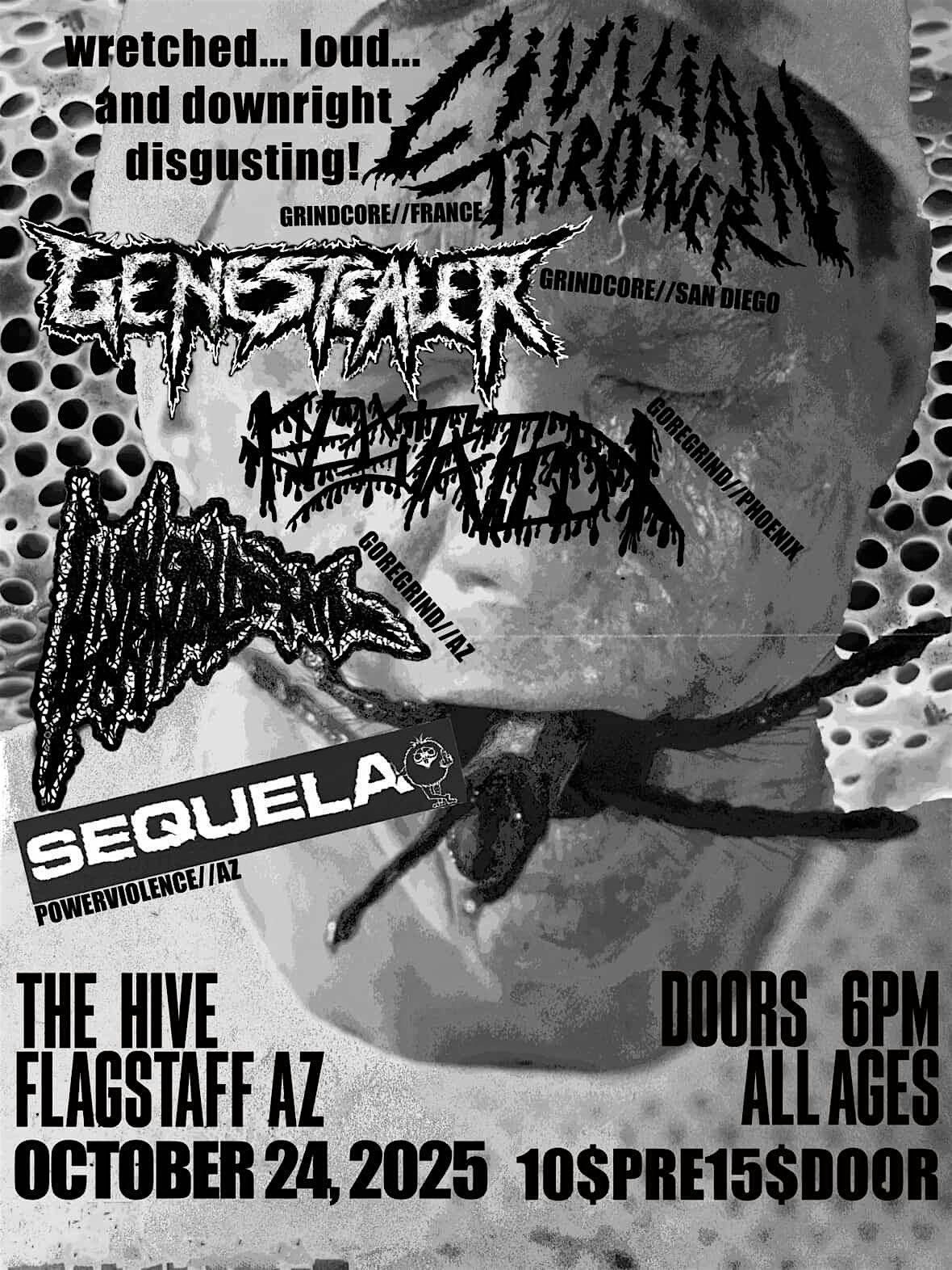 CIVILIAN THROWER, GENESTEALER, GESTATION, HOF, SEQUELA, 24 October | Event in Flagstaff | AllEvents