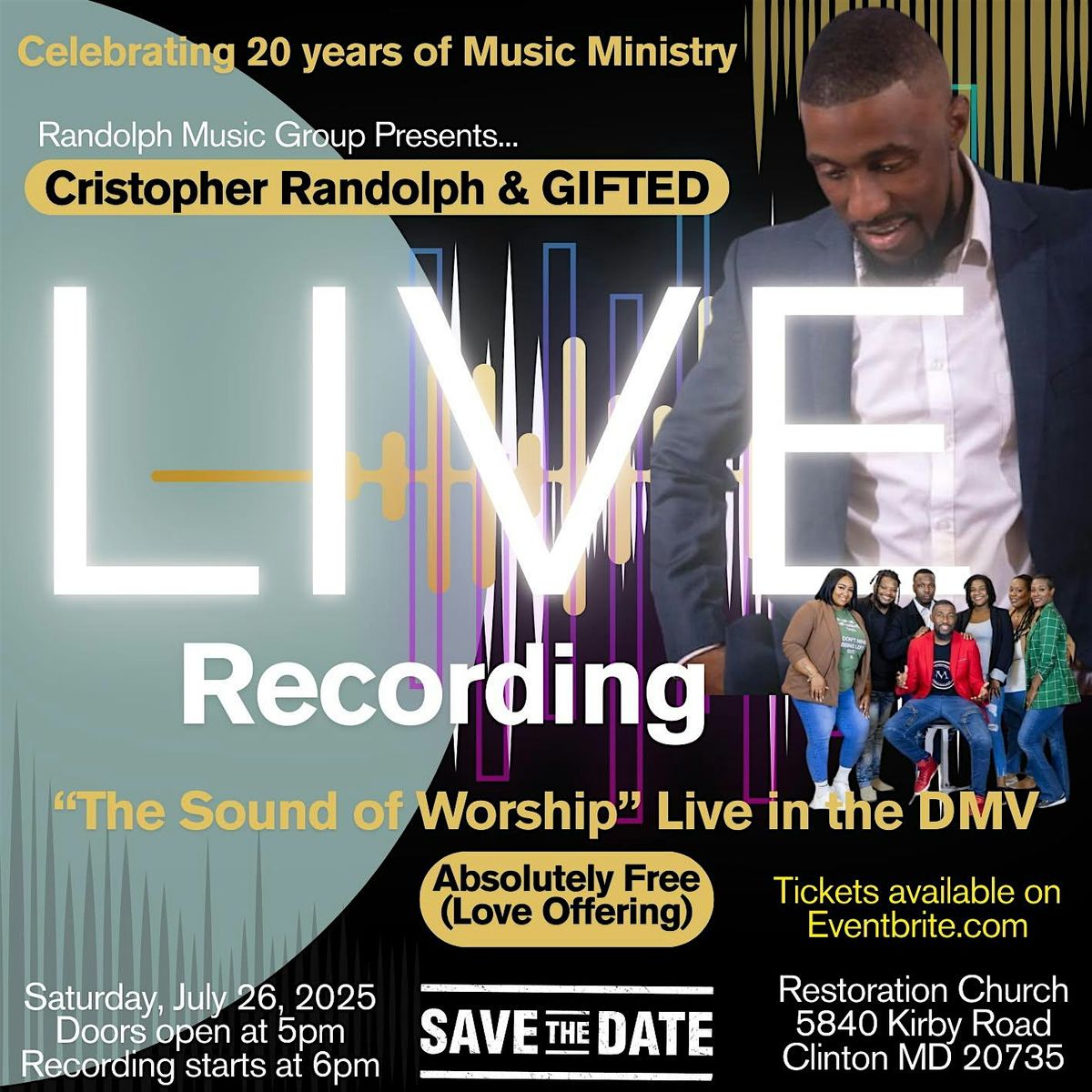 Cristopher Randolph & GIFTED Sound Of Worship Live Recording, 26 July | Event in Clinton | AllEvents