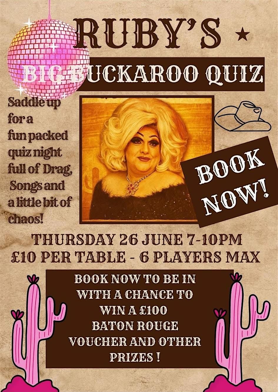 Ruby's Big Buckaroo Quiz, 26 June | Event in Leicester | AllEvents