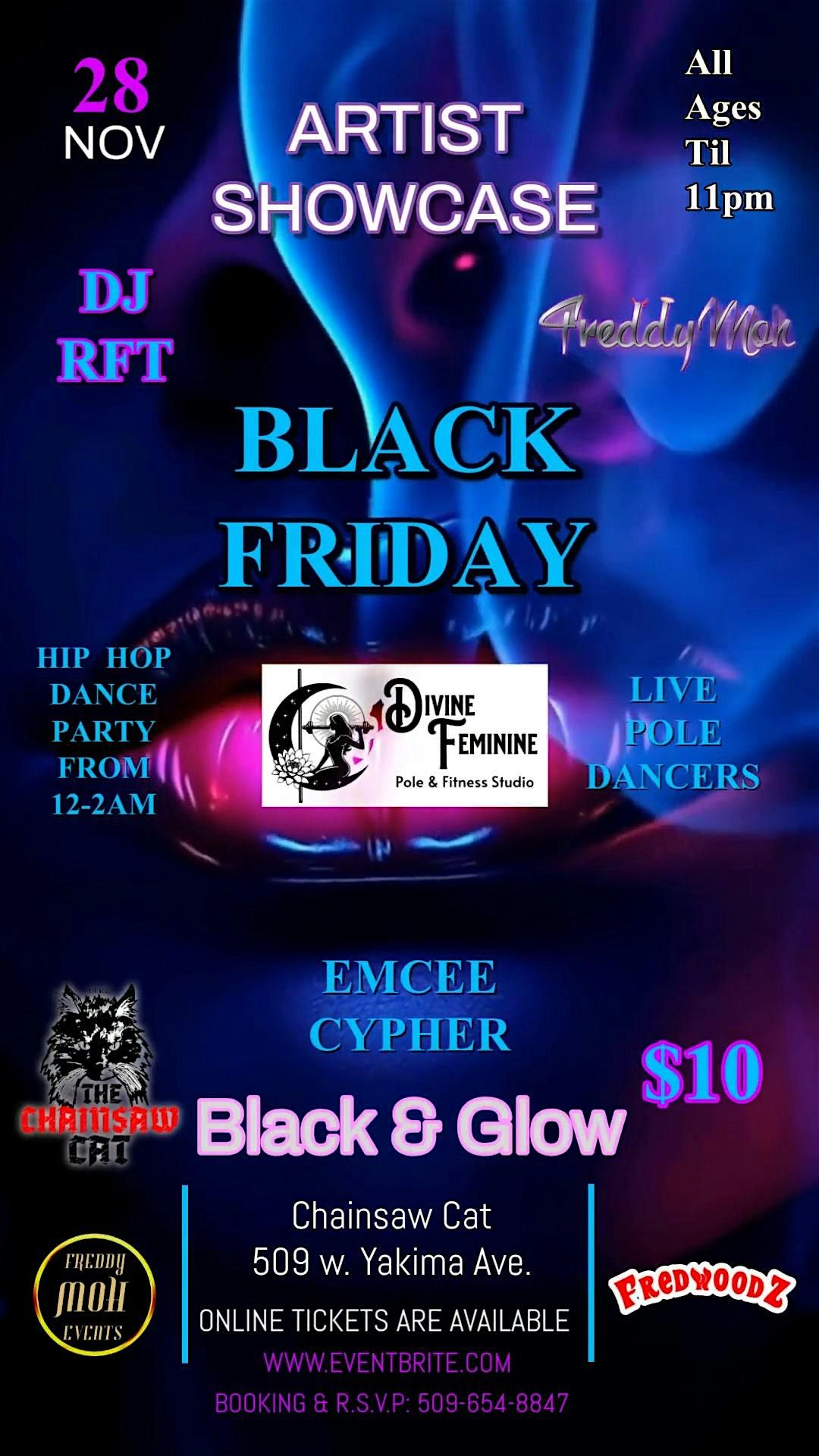Freddy MoH Events presents: BLACK and GLOW Artist Showcase, 28 November | Event in Yakima | AllEvents