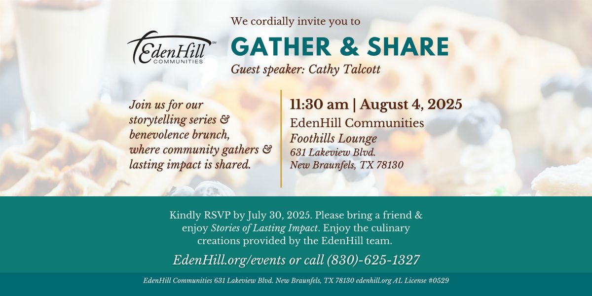 Gather & Share Benevolence Brunch with Speaker Cathy Talcott, 4 August | Event in New Braunfels | AllEvents