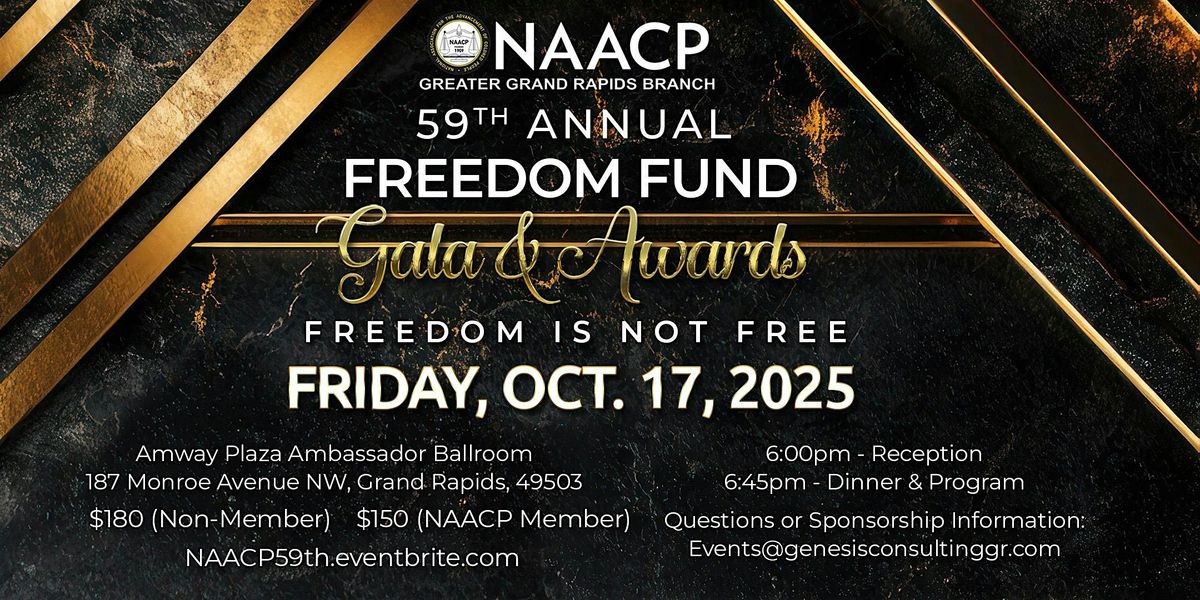 NAACP GR 59th Freedom Fund Gala & Awards, 17 October | Event in Grand Rapids | AllEvents