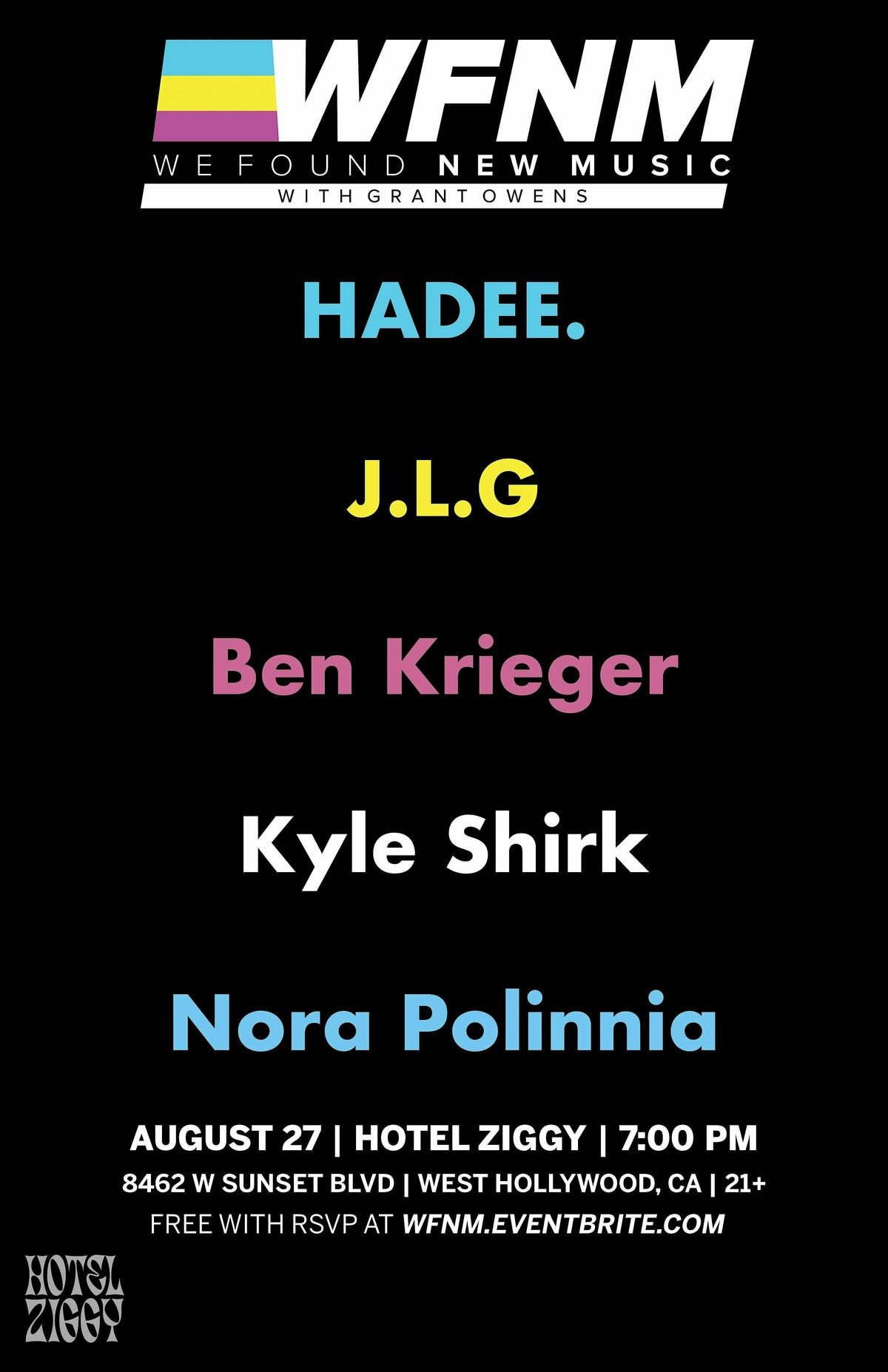 HADEE.,   J.L.G,  Ben Krieger,  Kyle Shirk,  Nora Polinnia, 27 August | Event in West Hollywood | AllEvents