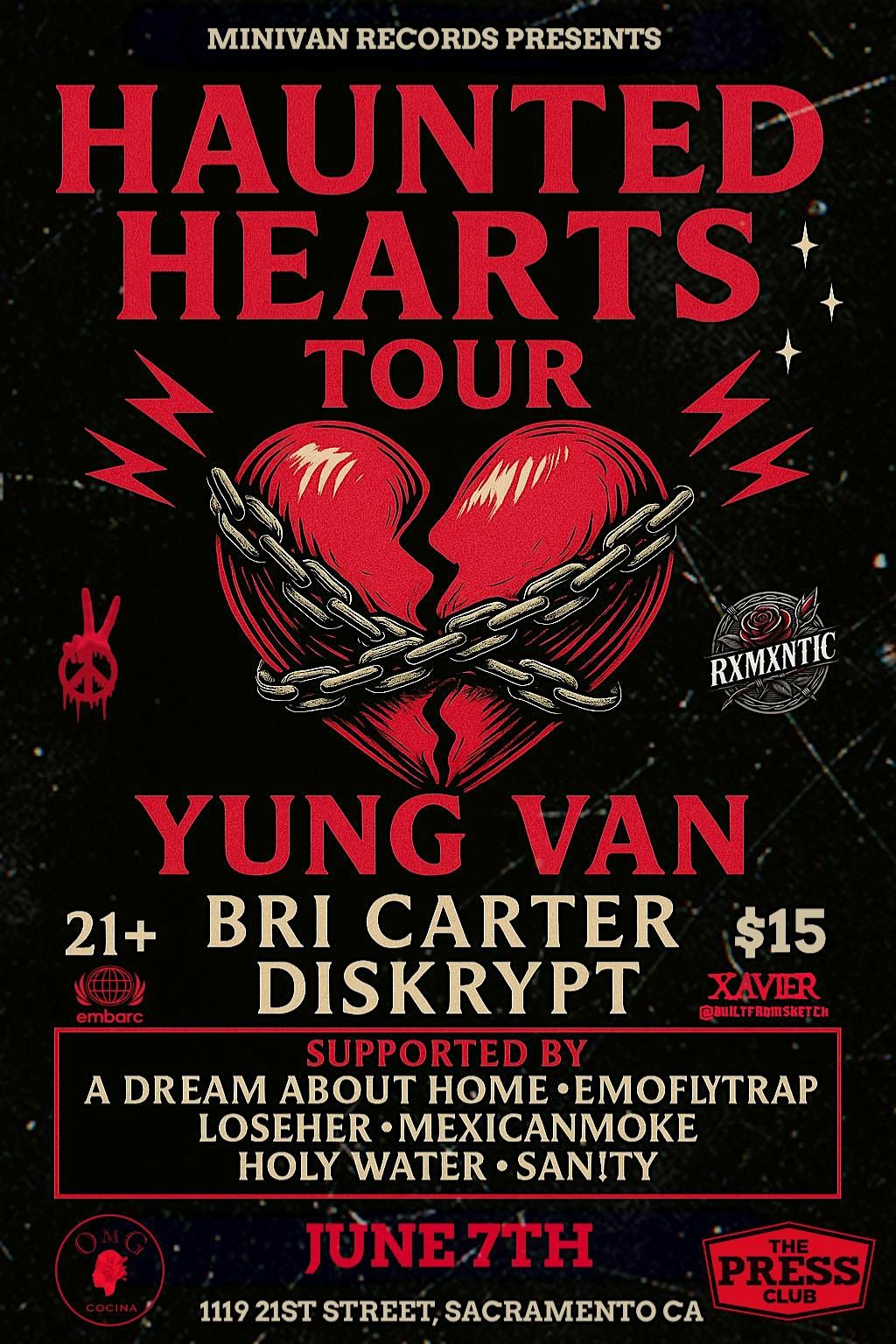 Haunted Hearts Tour: yung van, Bri Carter, Diskrypt at THE PRESS CLUB, 7 June | Event in Sacramento | AllEvents