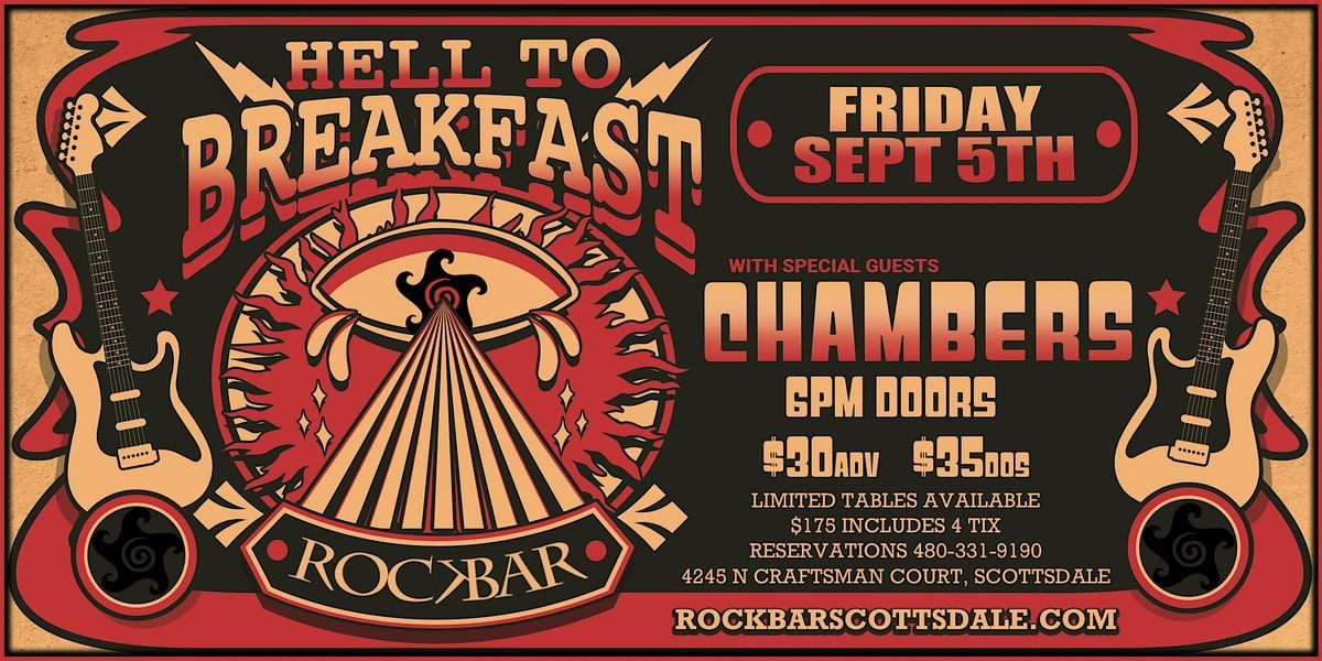 Hell to Breakfast with Chambers Live at Rockbar, 5 September | Event in Scottsdale | AllEvents