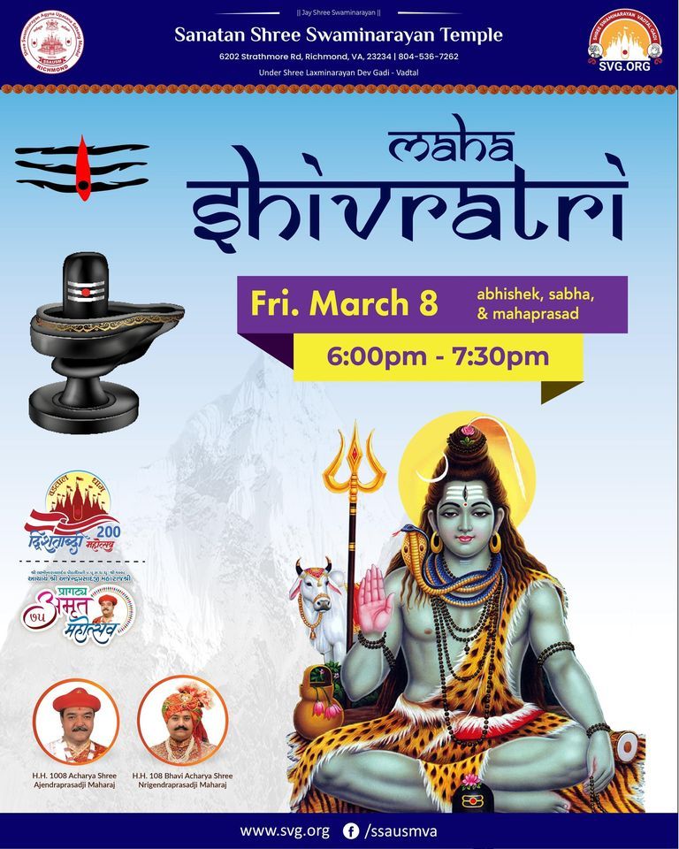 Maha Shivratri, 6202 Strathmore Rd, Richmond, VA, Chesterfield, March 8