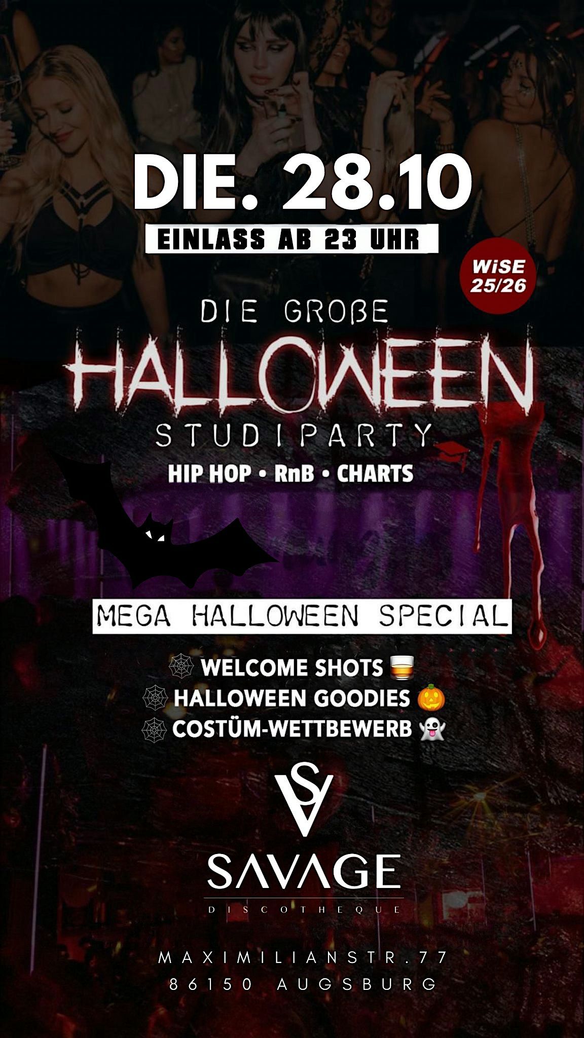 DIE GROẞE HALLOWEEN UNI PARTY • WiSE 25/26 • DIE. 28.10, 28 October | Event in Augsburg | AllEvents