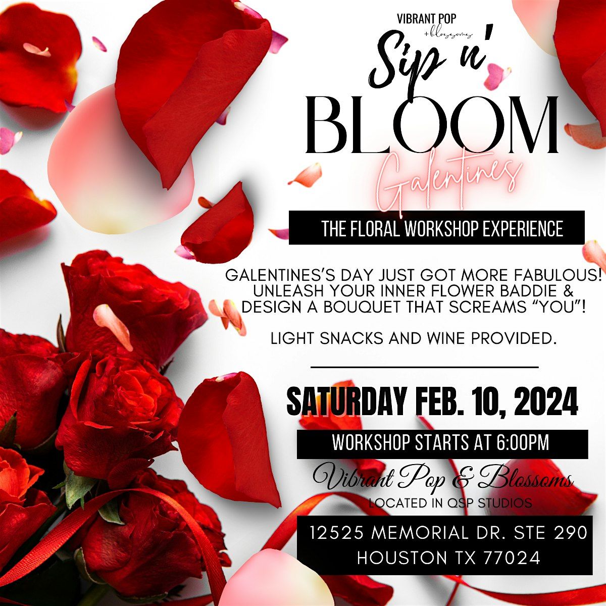 Vibrant Pop & Blossoms  *Sip n Bloom* GALENTINES EDITION, 6 February | Event in Houston | AllEvents