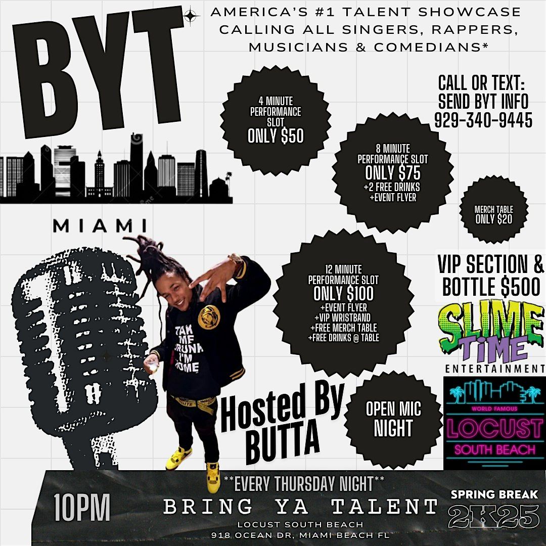 BYT* Spring Break FREE OPEN  MIC* & FREE PARTY @9pm LOCUST SOUTH BEACH | Event in Miami Beach | AllEvents