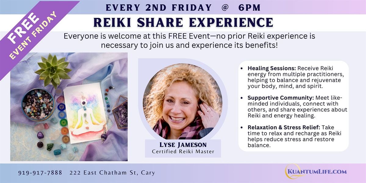 Free Reiki Share Experience, 12 September | Event in Cary | AllEvents