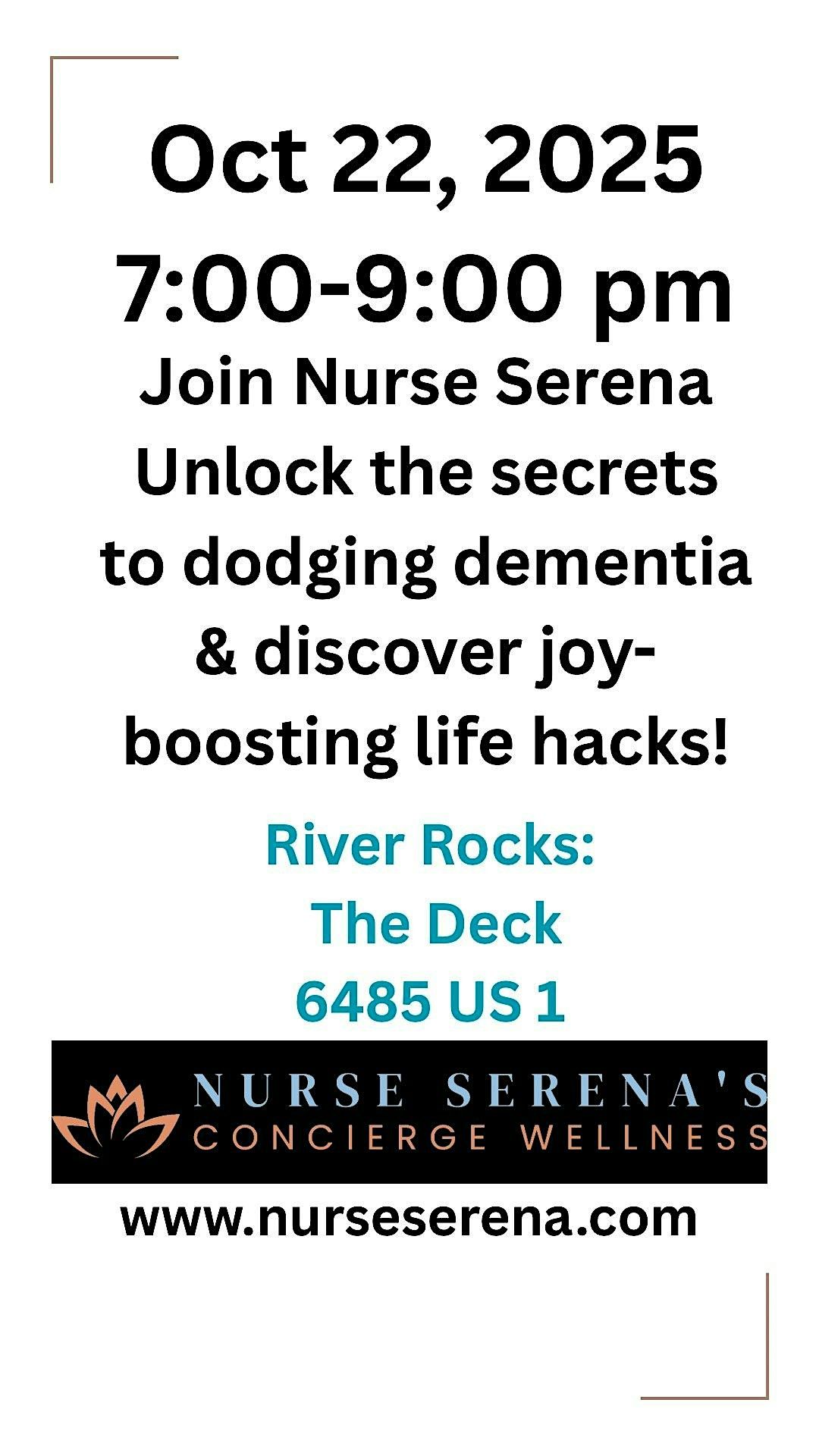Dodging Dementia & Happiness Hacks, 22 October | Event in Rockledge | AllEvents