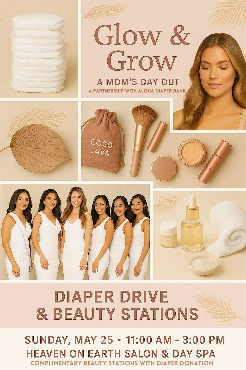 Glow & Grow: A Moms Day Out Diaper Drive/Beauty Event, 25 May | Event in Honolulu | AllEvents