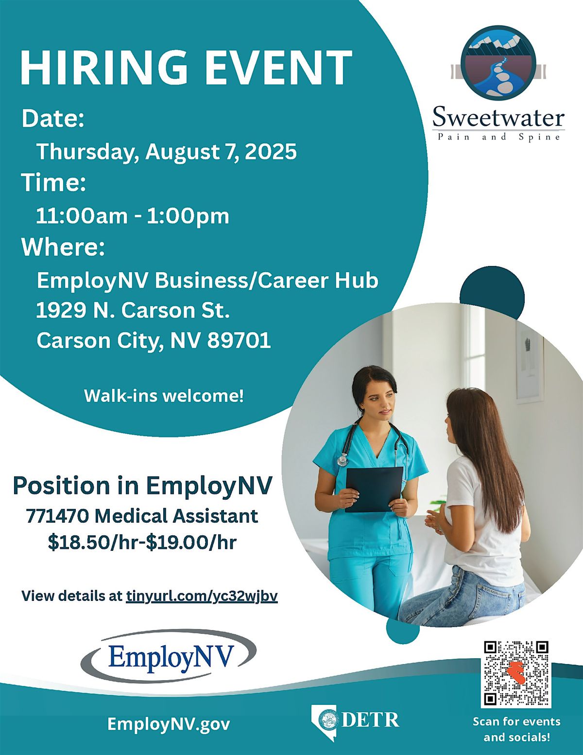 Sweetwater Pain and Spine Hiring Event, 7 August | Event in Carson City | AllEvents