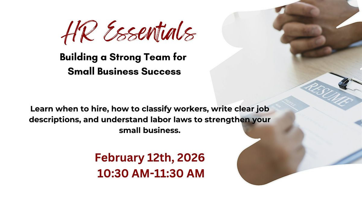 HR Essentials: Building a Strong Team for Small Business Success, 12 February | Event in Dawson Springs | AllEvents
