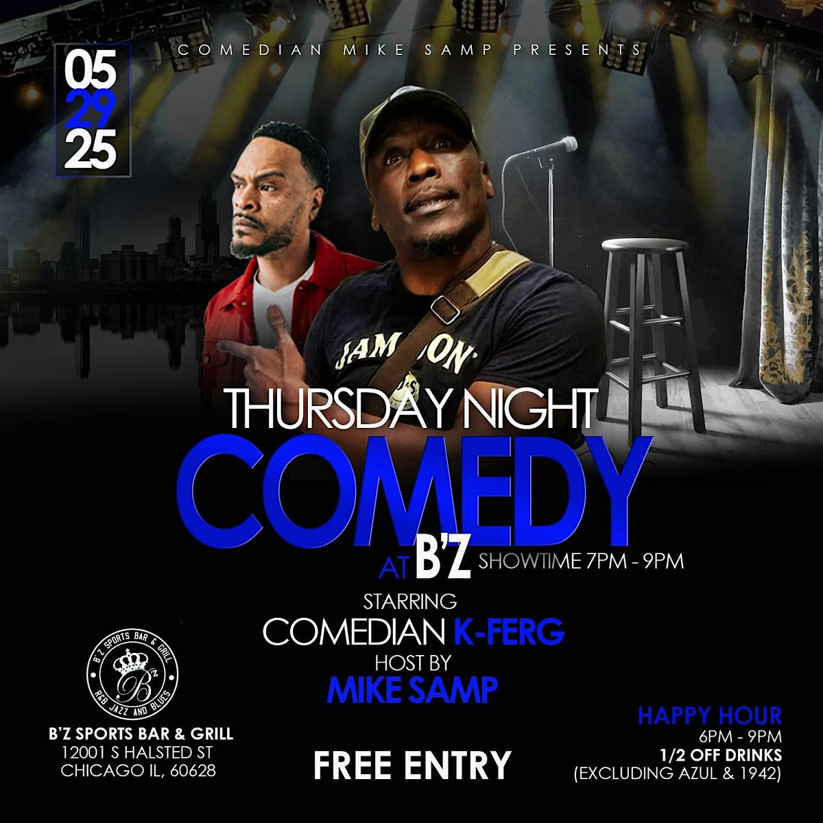 Thursday Night Comedy at B'z w/ Mike Samp, 29 May | Event in Chicago | AllEvents