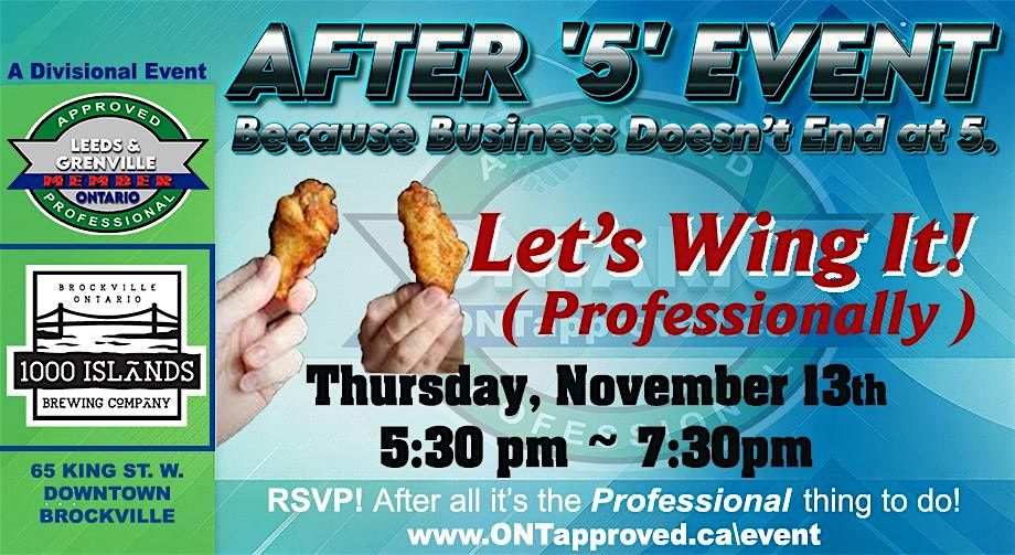 LGTI Division After 5: Let’s Wing It! (Professionally), 13 November | Event in Brockville | AllEvents