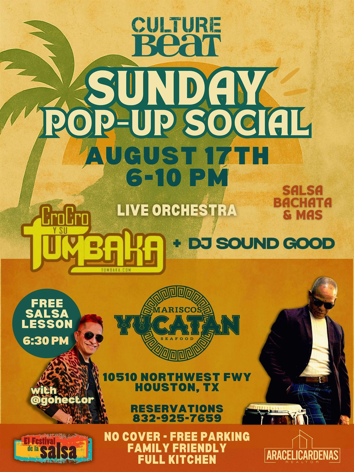 Sunday Pop-Up Social with LIVE Orchestra CroCro y Tumbaka | FREE! AUG 17th, 17 August | Event in Houston | AllEvents