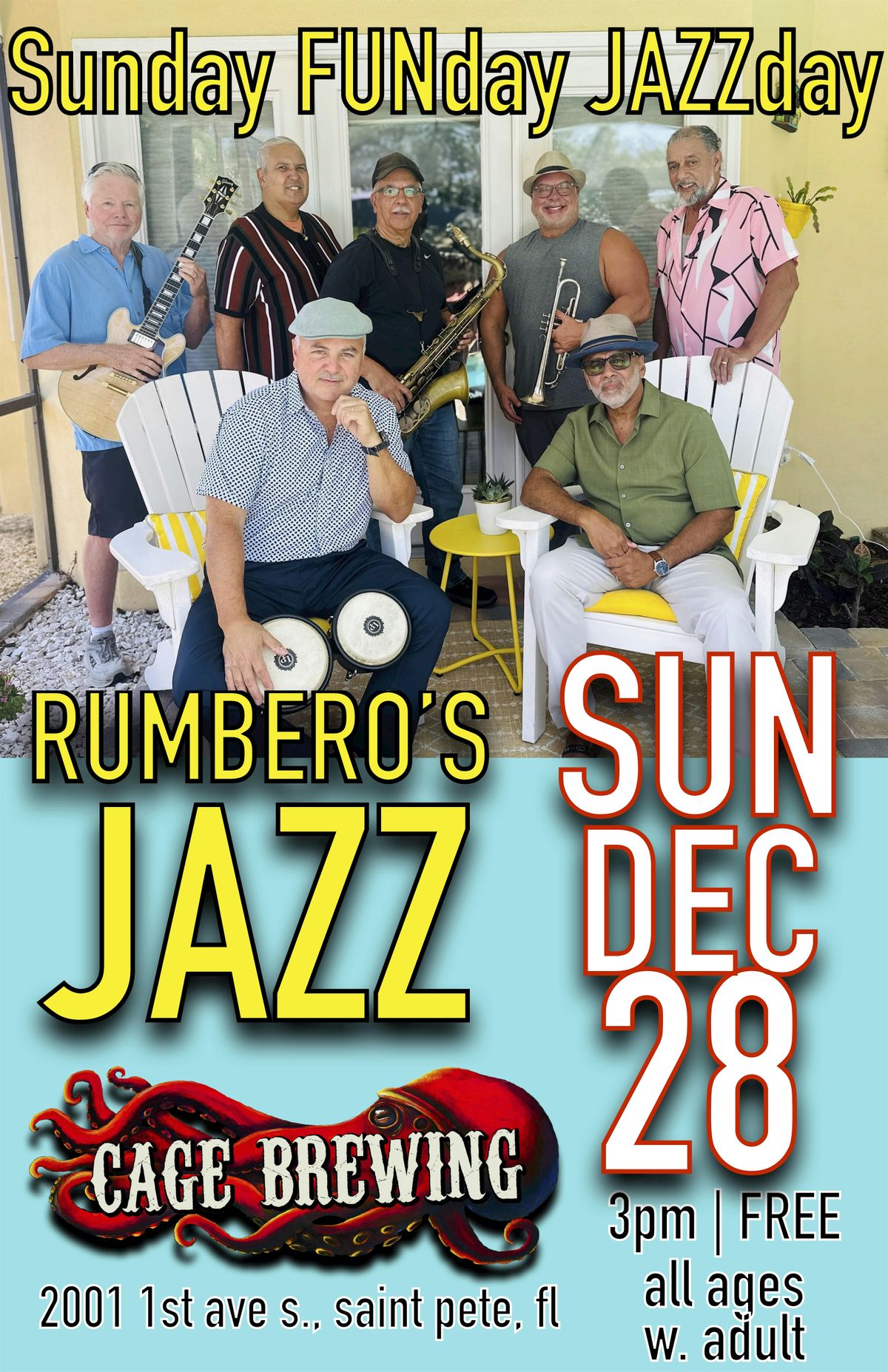 SUNDAY FUNDAY ft. Rumbero's Jazz | Cage Brewing, St. Pete, FL | SUN DEC 28, 28 December | Event in St. Petersburg